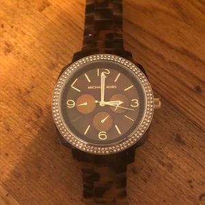 Michael Kors Watch - tortoise + rhinestone